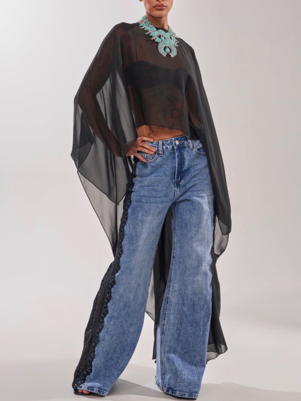 AKIRA LOCKED IN LACE DENIM Size L